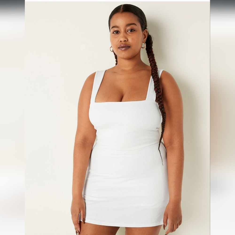 Pink Ribbed Square Neck Active Dress - Picture 4 of 10